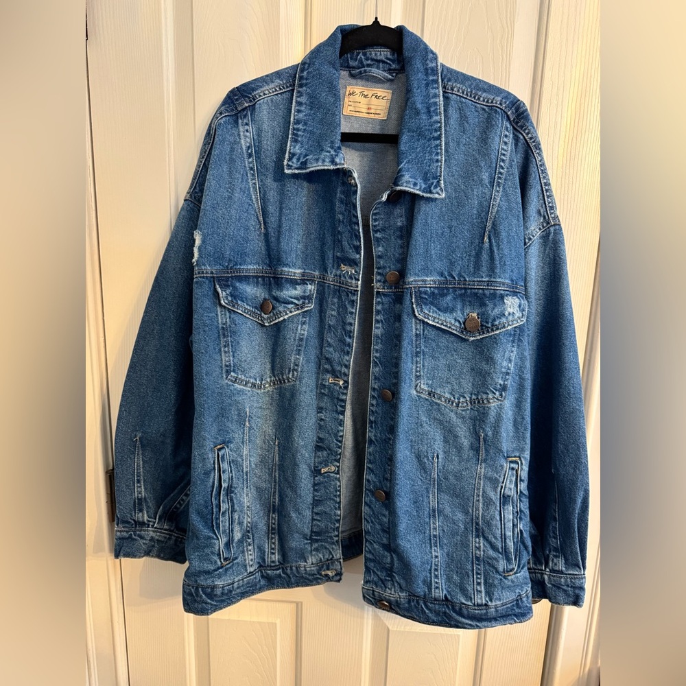 Free People We The Free All In Denim Jacket NWT Size XL - Picture 3 of 11